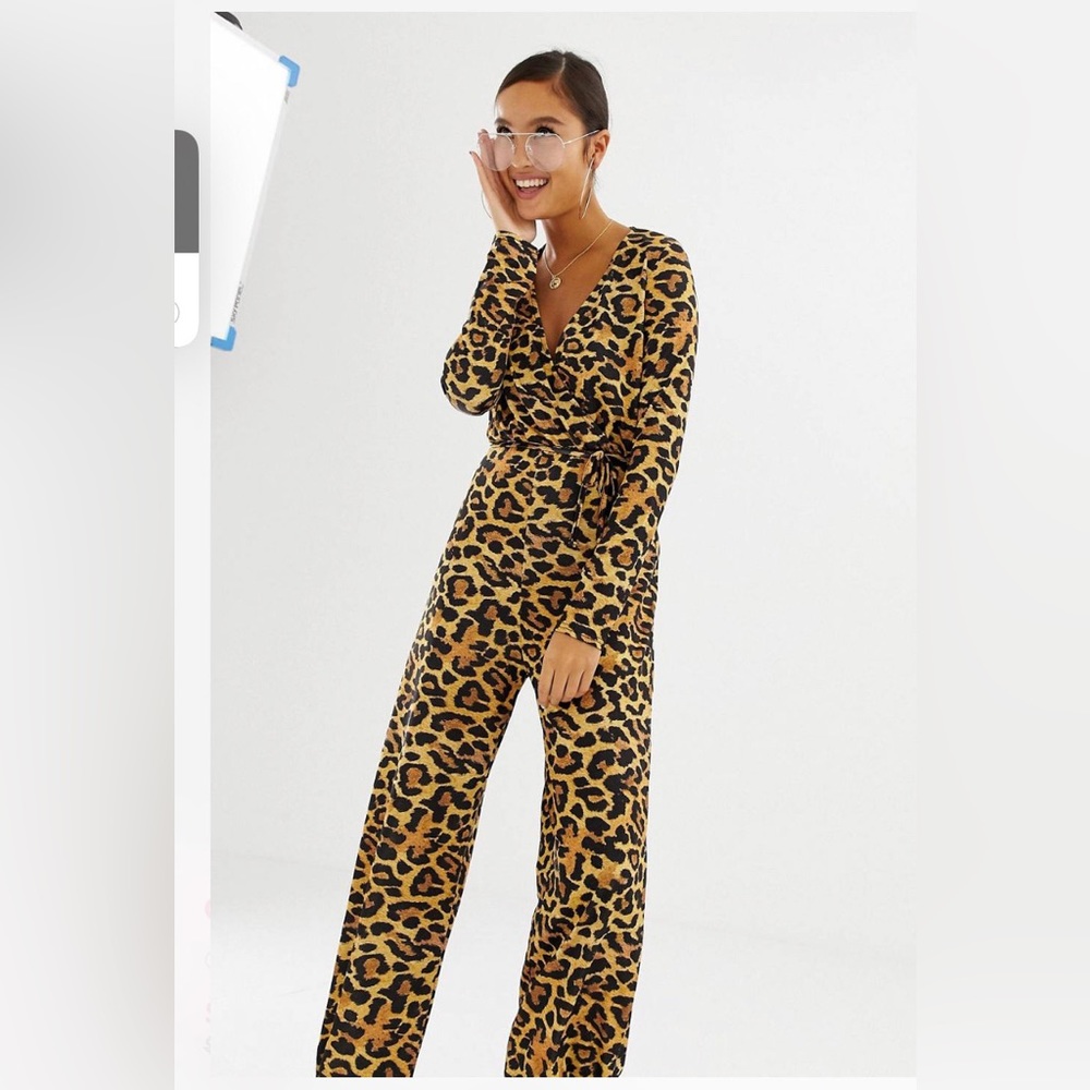 Wrap Front Jumpsuit in leopard print